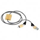 Polyester RPET charging and synchronization cable, bamboo elements