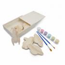 Wooden blocks set for painting, paints and 2 brushes | Priya