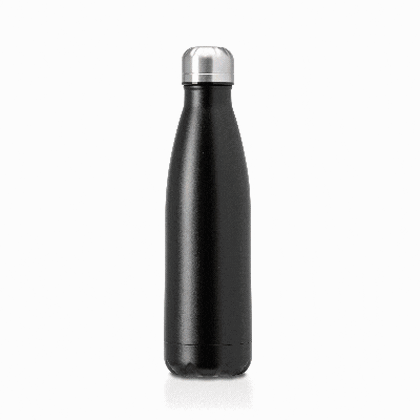 Oasis recycled black powder coated stainless steel, thermal insulated bottle - 500ml
