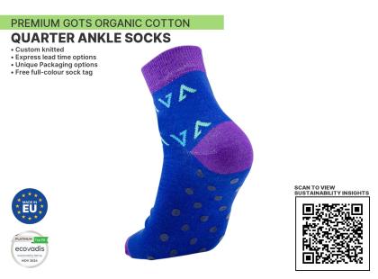Premium ORGANIC Quarter 1/4 Ankle Sustainable Socks
