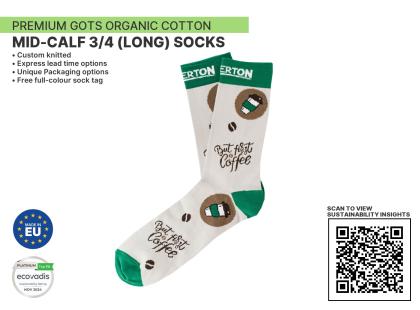 Premium ORGANIC Mid Calf 3/4 (Long Sustainable Sock)