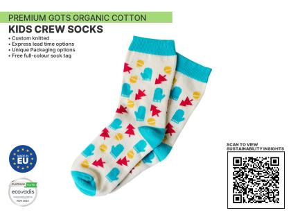 Premium ORGANIC Kids Crew sustainable Socks