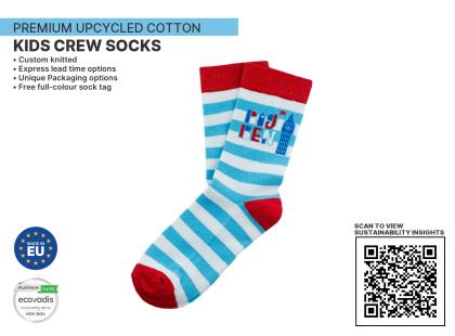 Premium UPCYCLED Kids Crew SUSTAINABLE Socks