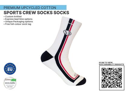 Premium UPCYCLED Sports Crew Sustainable Socks