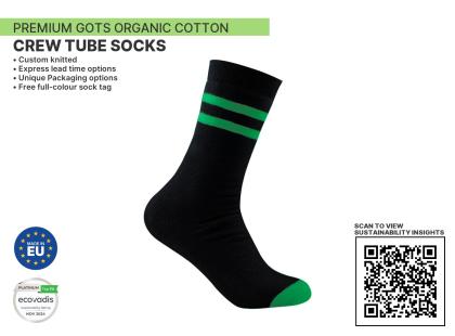 Premium ORGANIC Crew Tube Sustainable Socks