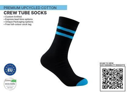 Premium UPCYCLED Crew Tube SUSTAINABLE Socks