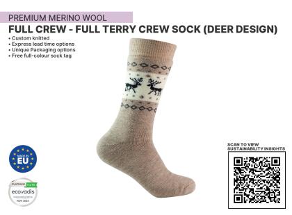 Full Terry Crew Sustainable Sock (Deer Design)