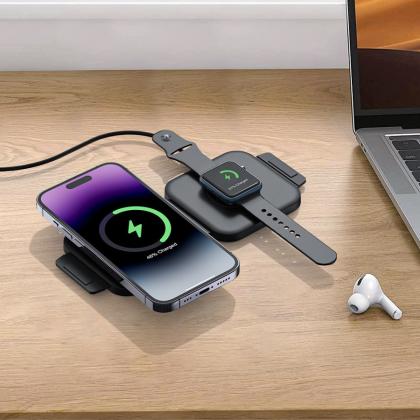 Noir Duo folding wireless charging station
