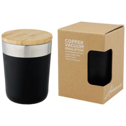 Lagan 330 ml copper vacuum insulated stainless steel tumbler with bamboo lid