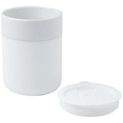 Java 330 ml ceramic tumbler with silicone wrap and plastic lid