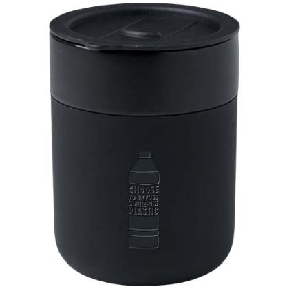 Java 330 ml ceramic tumbler with silicone wrap and plastic lid