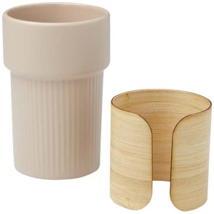 Fika 340 ml tumbler with bamboo sleeve