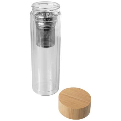 Bailey 400 ml borsilicate glass infuser bottle with bamboo lid