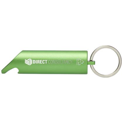 Flare RCS recycled aluminium IPX LED light and bottle opener with keychain