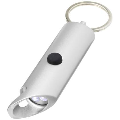 Flare RCS recycled aluminium IPX LED light and bottle opener with keychain Flare RCS recycled aluminium IPX LED light and bottle opener with keychain