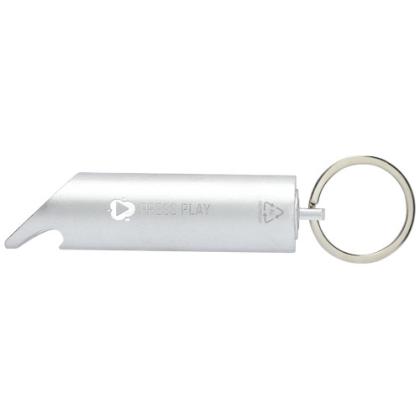 Flare RCS recycled aluminium IPX LED light and bottle opener with keychain Flare RCS recycled aluminium IPX LED light and bottle opener with keychain