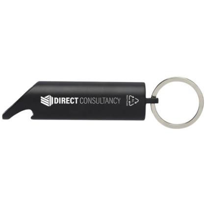 Flare RCS recycled aluminium IPX LED light and bottle opener with keychain