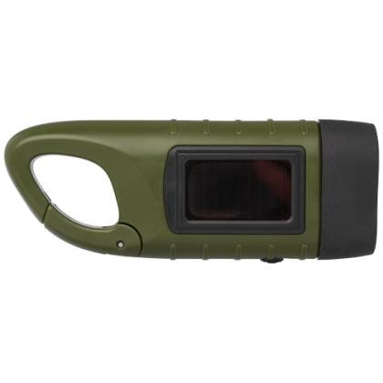 Helios recycled plastic solar dynamo flashlight with carabiner