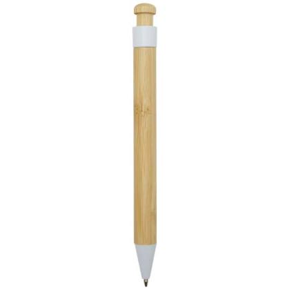 Rattan bamboo and recycled plastic ballpoint pen (black ink)
