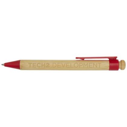Rattan bamboo and recycled plastic ballpoint pen (black ink)