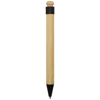 Rattan bamboo and recycled plastic ballpoint pen (black ink)