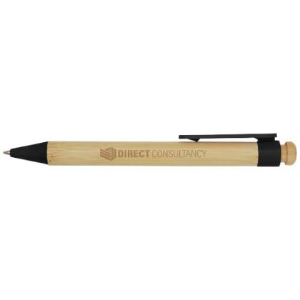 Rattan bamboo and recycled plastic ballpoint pen (black ink)