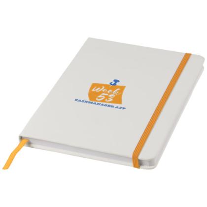 Spectrum A5 white notebook with coloured strap