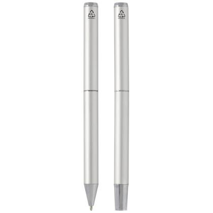 Lucetto recycled aluminium ballpoint and rollerball pen gift set (black ink)