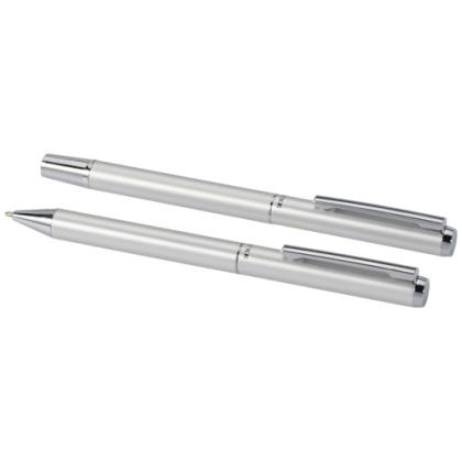 Lucetto recycled aluminium ballpoint and rollerball pen gift set (black ink)