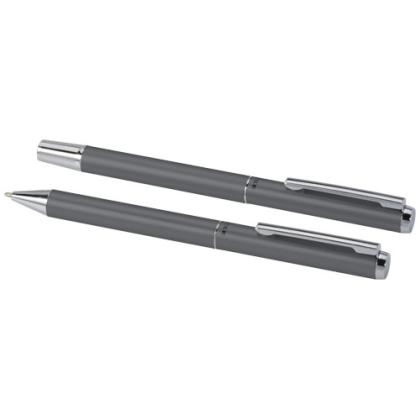 Lucetto recycled aluminium ballpoint and rollerball pen gift set (black ink)