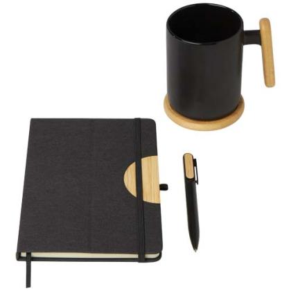 Laura A5 hard cover notebook and ballpoint pen gift set (black ink)