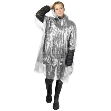 Mayan recycled plastic disposable rain poncho with storage pouch