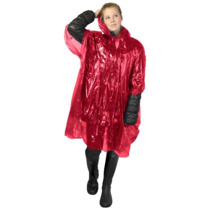 Mayan recycled plastic disposable rain poncho with storage pouch