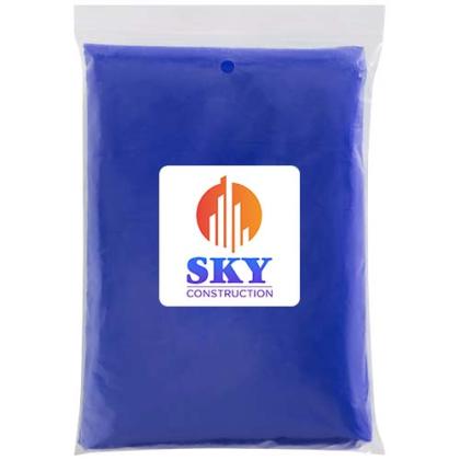 Mayan recycled plastic disposable rain poncho with storage pouch