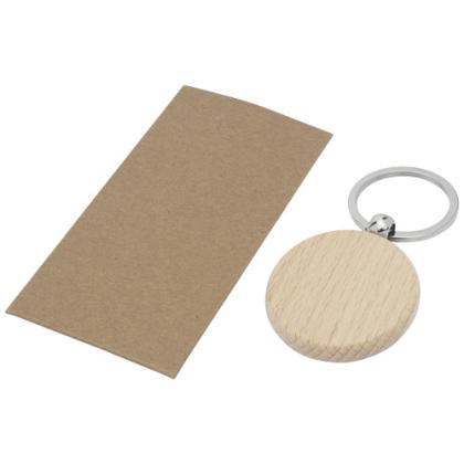 Giovanni beech wood round keychain