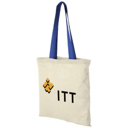 Nevada 100 g/m² cotton tote bag coloured handles 7L