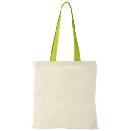 Nevada 100 g/m² cotton tote bag coloured handles 7L