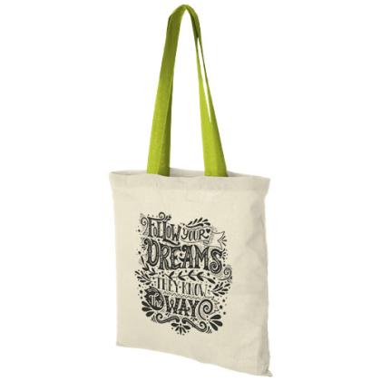 Nevada 100 g/m² cotton tote bag coloured handles 7L