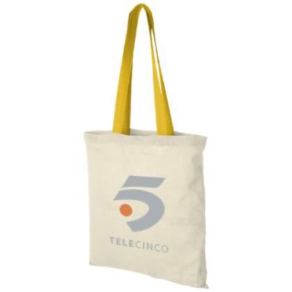 Nevada 100 g/m² cotton tote bag coloured handles 7L