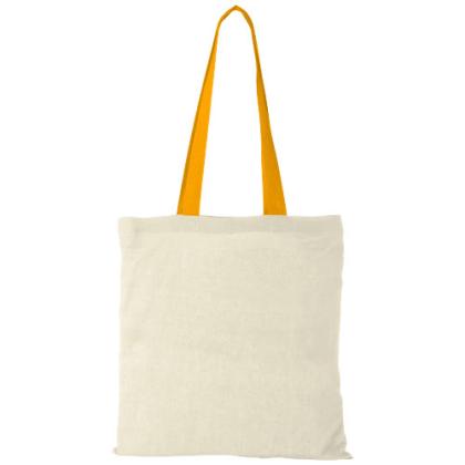 Nevada 100 g/m² cotton tote bag coloured handles 7L