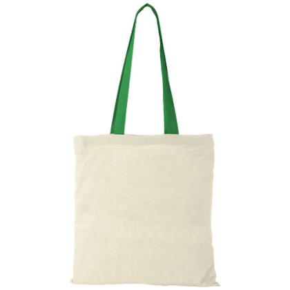 Nevada 100 g/m² cotton tote bag coloured handles 7L