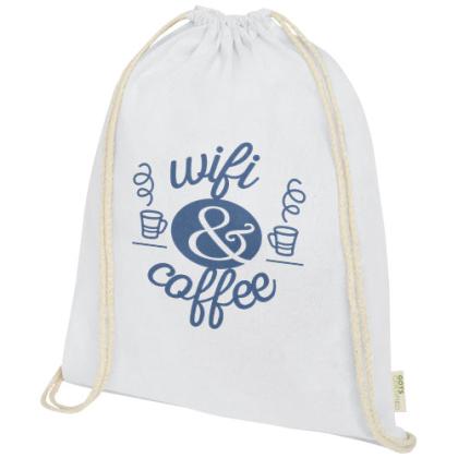 Orissa 100 g/m² organic cotton drawstring bag 5L