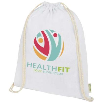 Orissa 140 g/m² organic cotton drawstring bag 5L