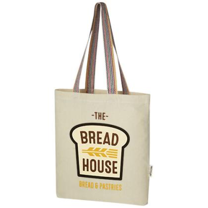 Rainbow 180 g/m² recycled cotton tote bag 5L