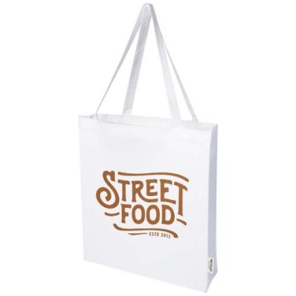 Madras 140 g/m² GRS recycled cotton gusset tote bag
