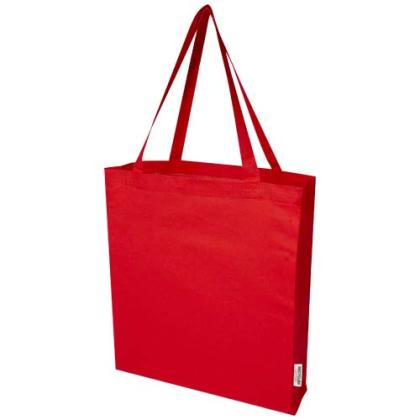 Madras 140 g/m&sup2; GRS recycled cotton gusset tote bag