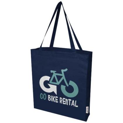 Madras 140 g/m² GRS recycled cotton gusset tote bag