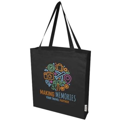 Madras 140 g/m² GRS recycled cotton gusset tote bag