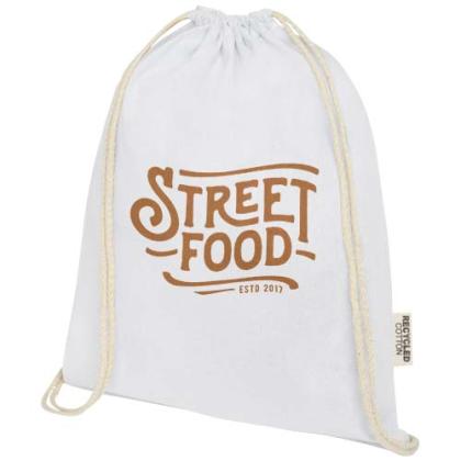 Oregon 140 g/m² GRS recycled cotton drawstring bag