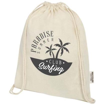 Oregon 140 g/m² GRS recycled cotton drawstring bag